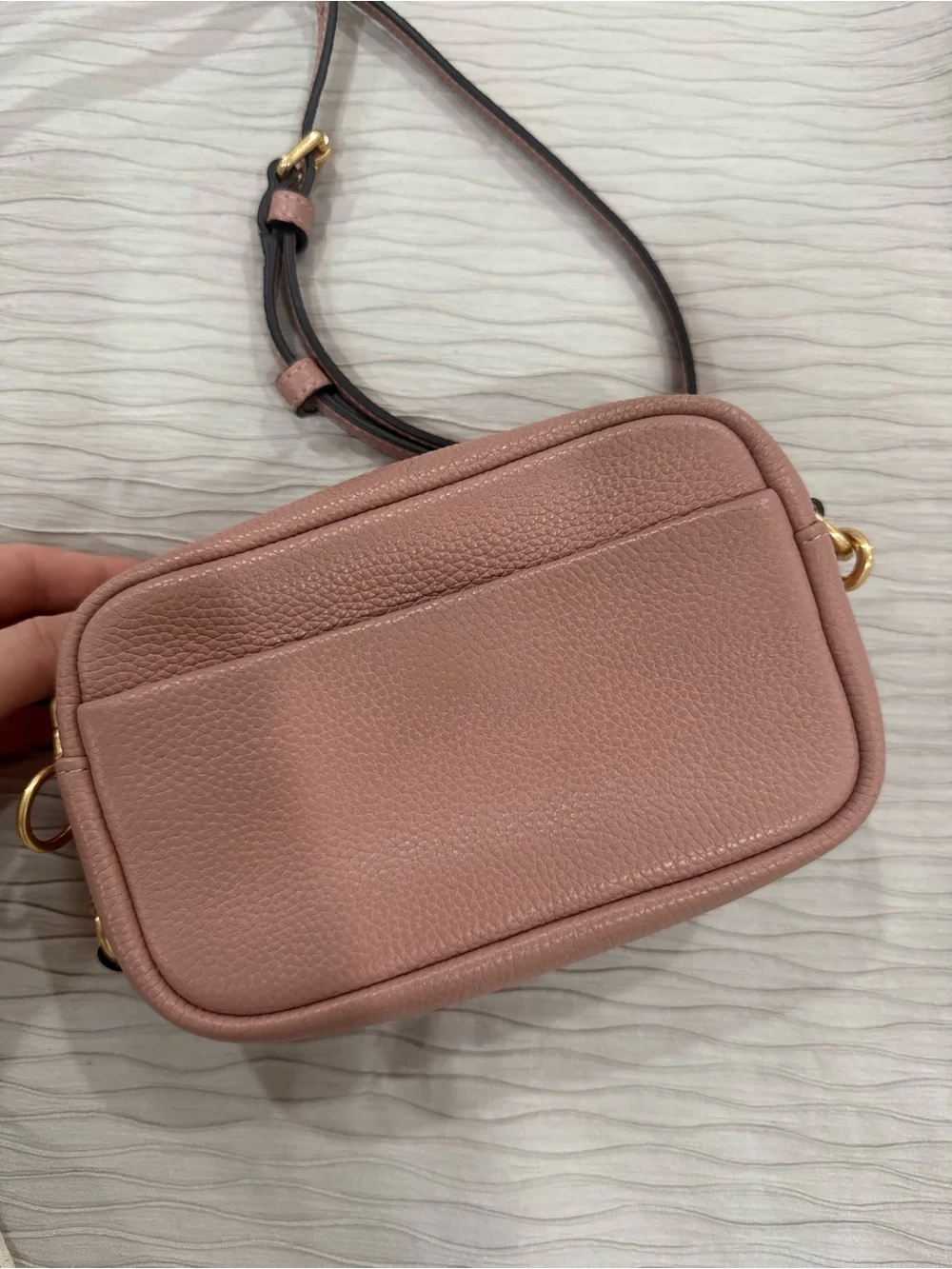 Tory Burch Blush Pink Pebbled Leather Crossbody Camera Bag